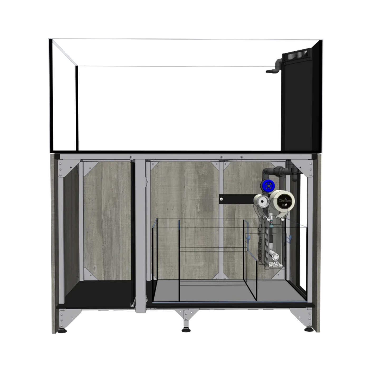 D-D Aqua-Pro Reef Peninsula 1350 Tank & Framed Cabinet